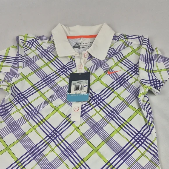 Nike Green and Purple Polo Shirt Sporty Plaid Design - Picture 4 of 6